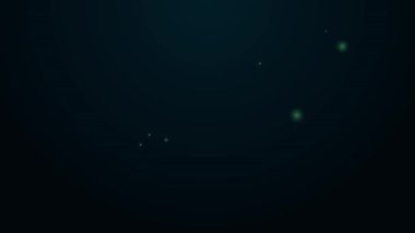 Parlayan neon hattı turuncu meyve ikonu siyah arkaplanda izole edildi. 4K Video hareketli grafik canlandırması