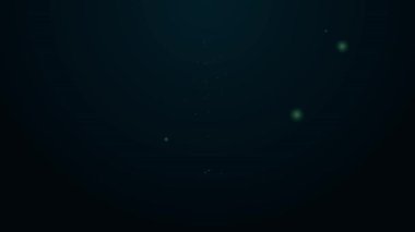 Parlayan neon hattı mısır ikonu siyah arkaplanda izole edildi. 4K Video hareketli grafik canlandırması