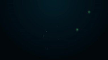 Parlayan neon çizgisi karpuz simgesi siyah arkaplanda izole edildi. 4K Video hareketli grafik canlandırması