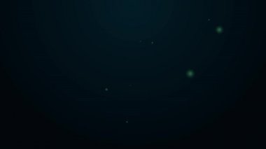 Parlayan neon hattı, siyah arkaplanda izole edilmiş erik meyvesi ikonu. 4K Video hareketli grafik canlandırması