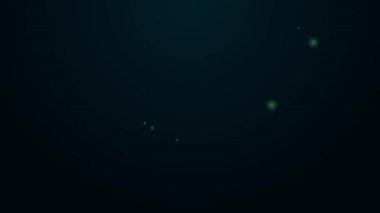 Siyah zemin üzerinde zehirli sıvı ikon bulunan parlak neon çizgisi laboratuvar kimyasal deney şişesi. Biyolojik tehlike sembolü. Radyasyon ikonu olan tehlikeli bir sembol. 4K Video hareketli grafik canlandırması