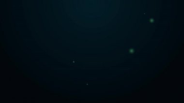 Parlayan neon hattı test tüpü ve kimyasal test ikonu siyah arkaplanda izole edildi. Laboratuvar cam levhası. 4K Video hareketli grafik canlandırması