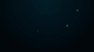 Parlayan neon hattı test tüpü ve kimyasal test ikonu siyah arkaplanda izole edildi. Laboratuvar cam levhası. 4K Video hareketli grafik canlandırması