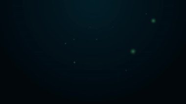 Parlayan neon hattı test tüpü ve kimyasal test ikonu siyah arkaplanda izole edildi. Laboratuvar cam levhası. 4K Video hareketli grafik canlandırması