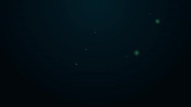 Siyah zemin üzerinde izole edilmiş bakteri simgesi olan parlak neon hattı Petri kabı. 4K Video hareketli grafik canlandırması