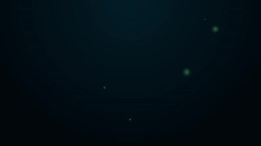 Parlayan neon hattı bakteri simgesi siyah arkaplanda izole edildi. Bakteriler ve mikroorganizmalar, sebep olan mikroorganizma hastalıkları, hücre kanseri, mikrop, virüs, mantar. 4K Video hareketli grafik canlandırması