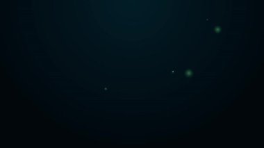 Parlayan neon hattı Radyoaktif simge siyah arkaplanda izole edildi. Radyoaktif zehirli sembol. Radyasyon tehlikesi işareti. 4K Video hareketli grafik canlandırması