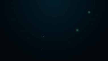 Parlayan neon hattı test tüpü ve kimyasal test ikonu siyah arkaplanda izole edildi. Laboratuvar cam levhası. 4K Video hareketli grafik canlandırması