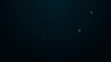 Siyah zemin üzerinde zehirli sıvı ikon bulunan parlak neon çizgisi laboratuvar kimyasal deney şişesi. Biyolojik tehlike sembolü. Radyasyon ikonu olan tehlikeli bir sembol. 4K Video hareketli grafik canlandırması