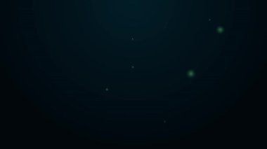 Yanan ev simgesinde parlayan neon hattı yangını siyah arka planda izole edildi. 4K Video hareketli grafik canlandırması