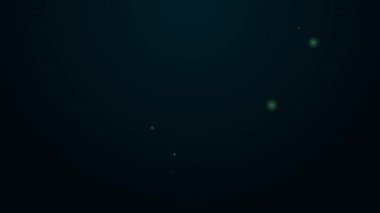 Parlayan neon hattı itfaiyeci eldiveni simgesi siyah arka planda izole edildi. Eldiven ikonunu koru. 4K Video hareketli grafik canlandırması