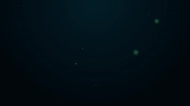 Siyah arkaplanda izole edilmiş ateş alev ikonu olan parlak neon çizgili harita işaretçisi. Yakında yangın var. 4K Video hareketli grafik canlandırması