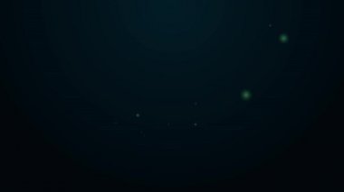 Parlayan neon hattı itfaiye hortumu ikonu siyah arka planda izole edildi. 4K Video hareketli grafik canlandırması