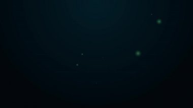 Siyah arkaplanda izole edilmiş ateş alev ikonu olan parlak neon çizgili harita işaretçisi. Yakında yangın var. 4K Video hareketli grafik canlandırması