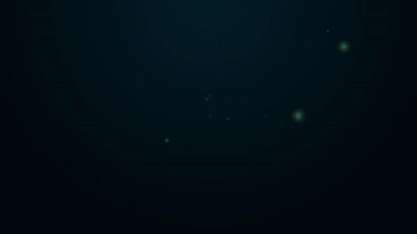 Parlayan neon hattı pasta grafiği bilgi simgesi siyah arkaplanda izole edildi. Diyagram çizelgesi. 4K Video hareketli grafik canlandırması