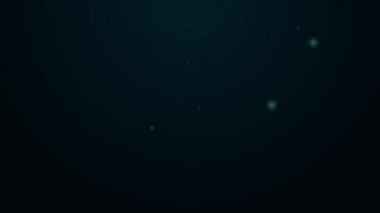 Siyah arkaplanda ahşap saplı parlayan neon hattı Awl aracı. İş gereçleri terzi endüstrisi. 4K Video hareketli grafik canlandırması