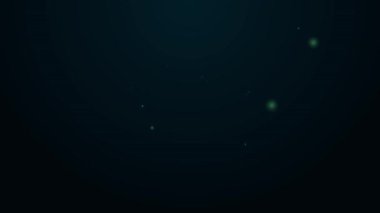 Siyah zemin üzerinde parlayan neon hattı iğne ve iğne ikonu izole edildi. El yapımı ve dikiş teması. 4K Video hareketli grafik canlandırması