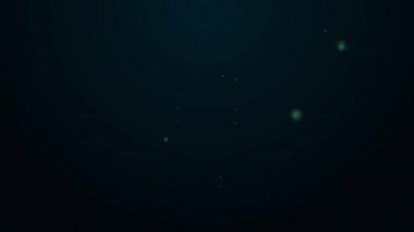 Parlayan neon çizgisi, siyah arkaplanda izole edilmiş makara simgesine iplik dikmek. İplik makarası. İplik kutusu. 4K Video hareketli grafik canlandırması