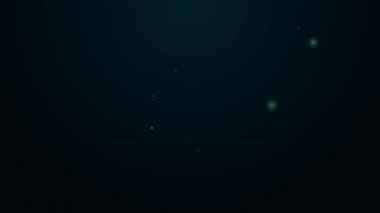Parlayan neon çizgisi iplik topu simgesi siyah arkaplanda izole edildi. El yapımı, örgü ya da terzi için etiket. 4K Video hareketli grafik canlandırması