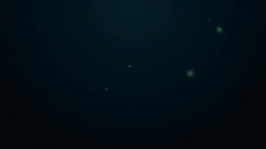 Parlayan neon hattı siyah zemin üzerinde izole edilmiş elektrikli demir ikonu. Buhar ütüsü. 4K Video hareketli grafik canlandırması