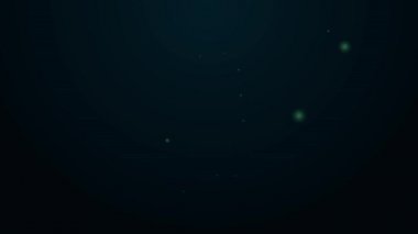 Parlayan neon çizgisi, siyah arkaplanda izole edilmiş makara simgesine iplik dikmek. İplik makarası. İplik kutusu. 4K Video hareketli grafik canlandırması