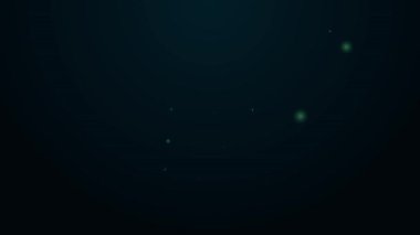 Parlak neon çizgisi tabakaları siyah arkaplanda izole edilmiş tekstil ikonu. Kumaş özellikleri. 4K Video hareketli grafik canlandırması