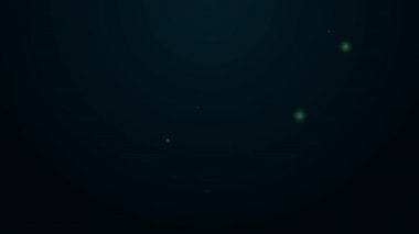 Siyah arkaplanda ahşap saplı parlayan neon hattı Awl aracı. İş gereçleri terzi endüstrisi. 4K Video hareketli grafik canlandırması