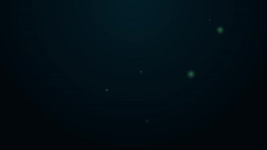 Parlayan neon hattı Çeşme ucu simgesi siyah arkaplanda izole edildi. Kalem aleti işareti. 4K Video hareketli grafik canlandırması