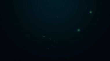 Siyah arkaplanda silgi simgesi olan parlak neon çizgili kalem. Çizim ve eğitim araçları. Okul sembolü. 4K Video hareketli grafik canlandırması