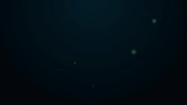 Parlayan neon hattı kürek simgesi siyah arkaplanda izole edildi. Bahçe aletleri. Bahçecilik, tarım, çiftçilik aleti. 4K Video hareketli grafik canlandırması