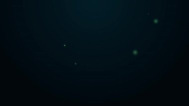 Parlak neon hattı Tabut ve Hıristiyan haç simgesi siyah arka planda izole edildi. Mutlu Cadılar Bayramı Partisi. 4K Video hareketli grafik canlandırması