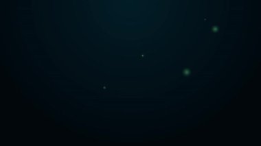 Parlayan neon hattı test tüpü ve kimyasal test ikonu siyah arkaplanda izole edildi. Laboratuvar cam levhası. 4K Video hareketli grafik canlandırması