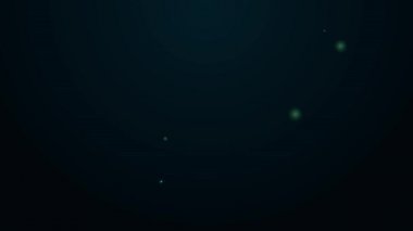 Parlayan neon hattı. Dünya 'nın simgesini tutan insan eli. Siyah arka planda izole edilmiş. Dünya kavramını sakla. 4K Video hareketli grafik canlandırması