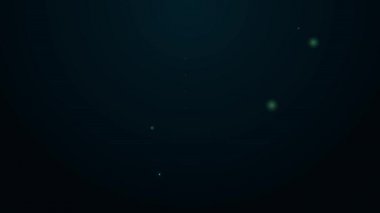 Parlayan neon çizgisi laboratuvar cam örtüsü ya da beher ikonu siyah arkaplanda izole edilmiş. 4K Video hareketli grafik canlandırması