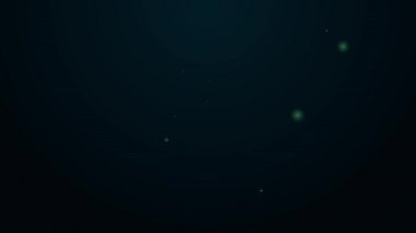 Siyah zemin üzerinde izole edilmiş büyüteç simgesi altında parlayan neon hattı mikroorganizmaları. Bakteri ve mikroplar, hücre kanseri, mikrop, virüs, mantar. 4K Video hareketli grafik canlandırması