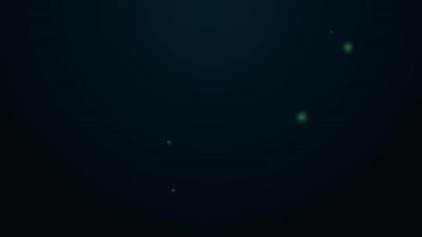 Parlayan neon hattı havan ve tokmak simgesi siyah arkaplanda izole edildi. 4K Video hareketli grafik canlandırması