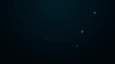 Parlayan neon hattı test tüpü ve kimyasal test ikonu siyah arkaplanda izole edildi. Laboratuvar cam levhası. 4K Video hareketli grafik canlandırması