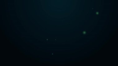 Parlayan neon hattı test tüpü ve kimyasal test ikonu siyah arkaplanda izole edildi. Laboratuvar cam levhası. 4K Video hareketli grafik canlandırması