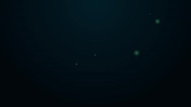 Parlayan neon çizgisi Köfteler tahta çubuk ikonu üzerinde siyah arka planda izole edilmiş. Etli şiş. 4K Video Hareketi Grafik Canlandırma Vektörü