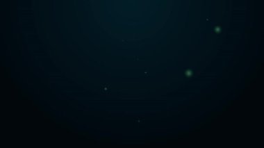 Parlayan neon hattı Çin kağıt fener ikonu siyah arka planda izole edildi. 4K Video hareketli grafik canlandırması