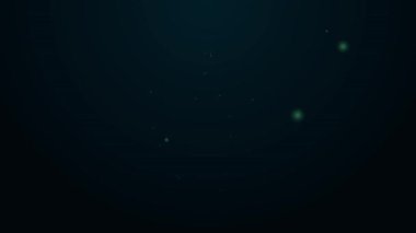 Parlayan neon hattı. Siyah arka planda balık bifteği ikonu var. 4K Video hareketli grafik canlandırması
