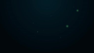 Parlayan neon hattı geleneksel Çin ev ikonu siyah arka planda izole edildi. 4K Video hareketli grafik canlandırması