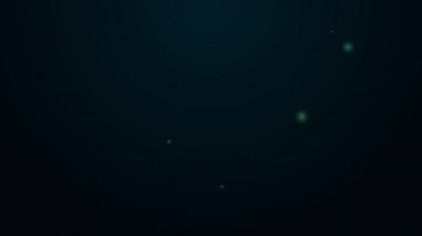 Parlayan neon çizgisi Bambu simgesi siyah arkaplanda izole edildi. 4K Video hareketli grafik canlandırması