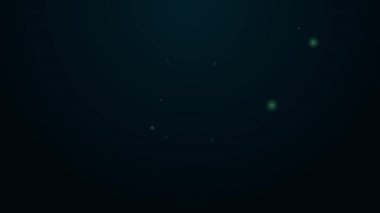 Parlayan neon hattı Çin kağıt fener ikonu siyah arka planda izole edildi. 4K Video hareketli grafik canlandırması