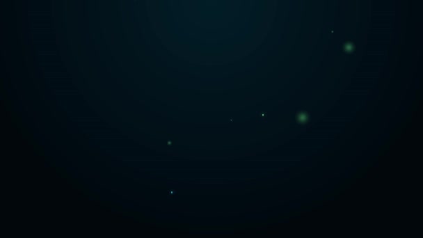 Ragyogó neon vonal Csillaghal ikon elszigetelt fekete háttérrel. 4K Videó mozgás grafikus animáció — Stock videók