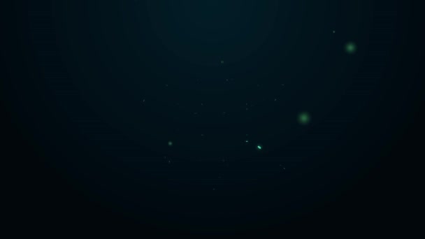 Linea neon luminosa Icona tartaruga isolata su sfondo nero. Animazione grafica 4K Video motion — Video Stock