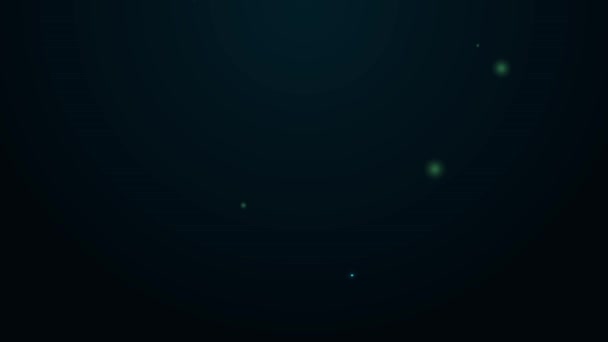 Светящаяся неоновая линия Значок осьминога выделен на черном фоне. Видеографическая анимация 4K — стоковое видео