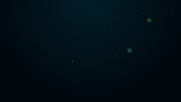 Linia strălucitoare de neon Servit pește pe o pictogramă castron izolat pe fundal negru. 4K Animație grafică în mișcare video — Videoclip de stoc