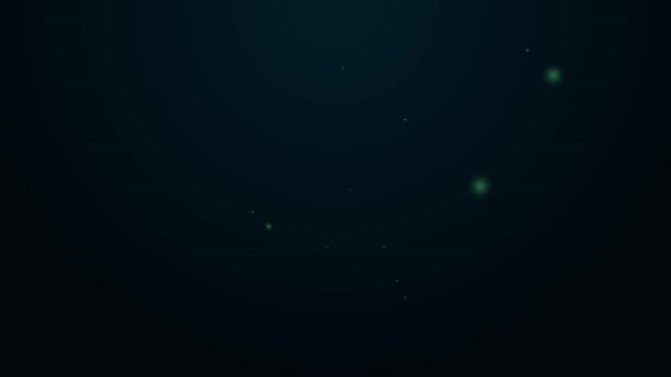 Светящаяся неоновая линия Значок кемпинга фонарь изолирован на черном фоне. Счастливого Хэллоуина. Видеографическая анимация 4K — стоковое видео