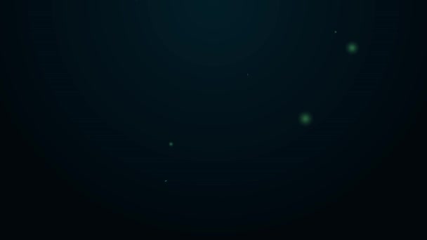 Ligne lumineuse néon icône aubergine isolé sur fond noir. Animation graphique de mouvement vidéo 4K — Video